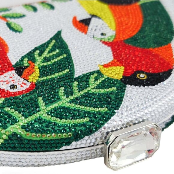 ❤️ Parrot Bag Women Crystal Clutch Cocktail Prom Bird Party Handbags Rhinestone - Picture 9 of 9